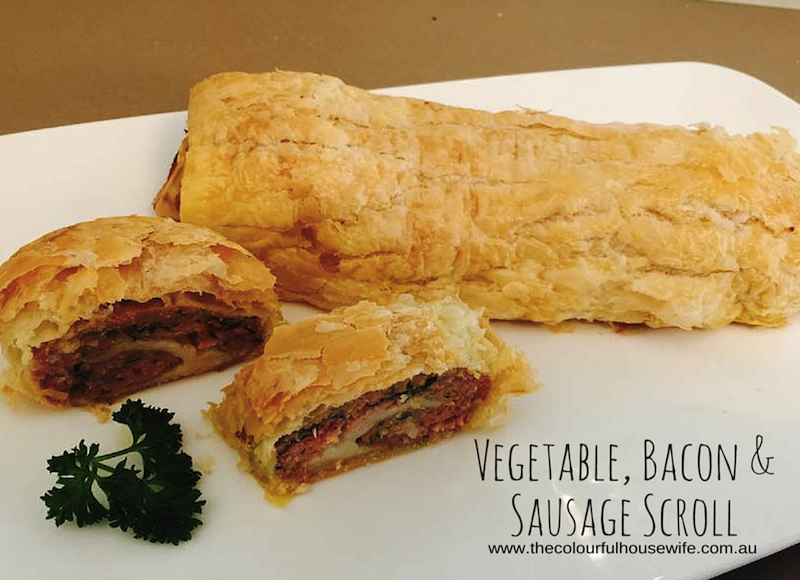 Vegetable, Bacon and Sausage Scroll